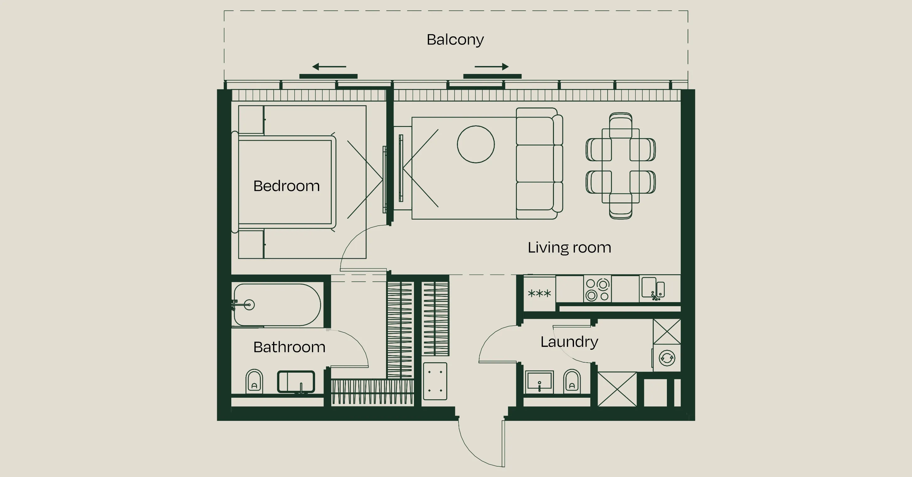 1-bedroom apartment floor plan, Trussardi Residences