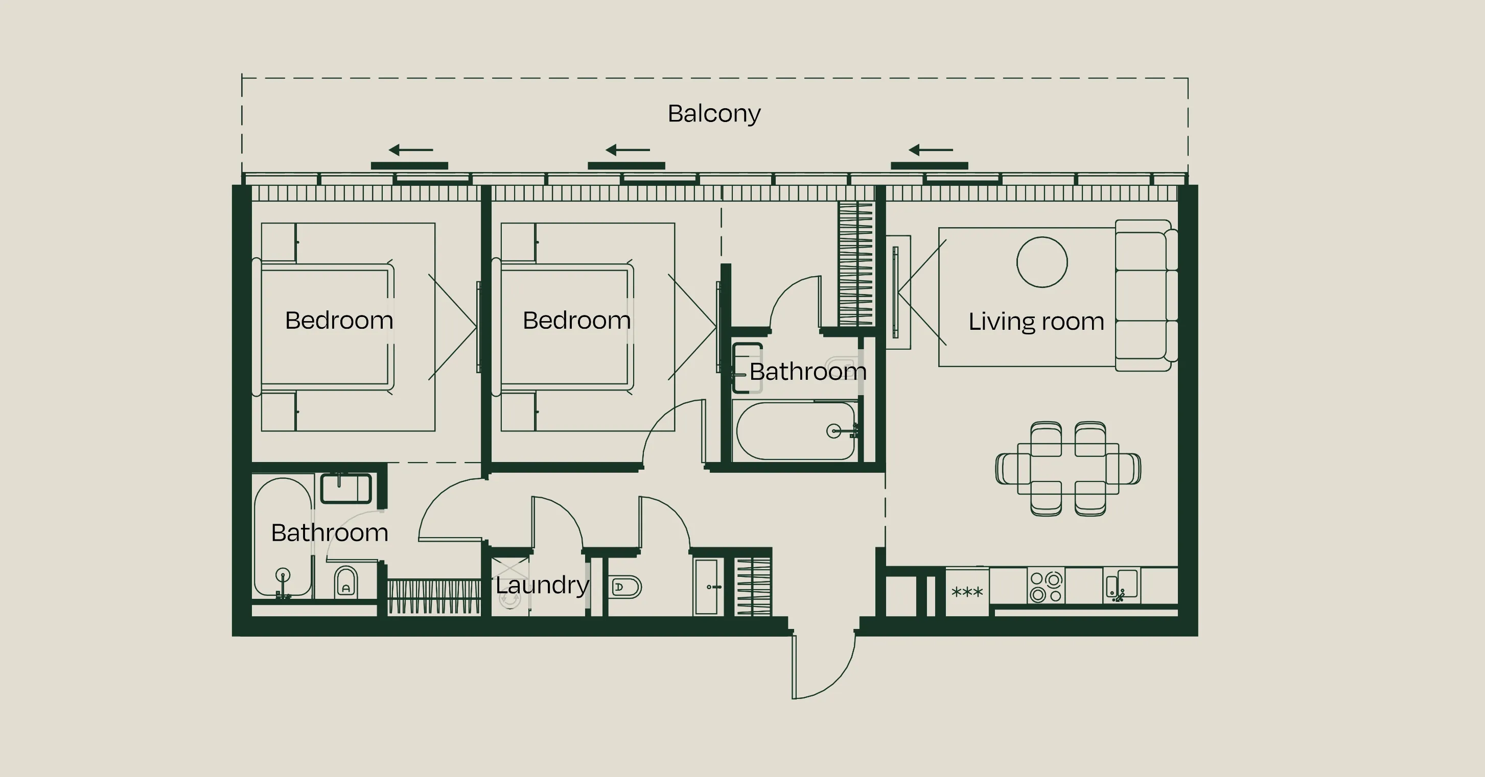 2-bedroom apartment floor plan, Trussardi Residences