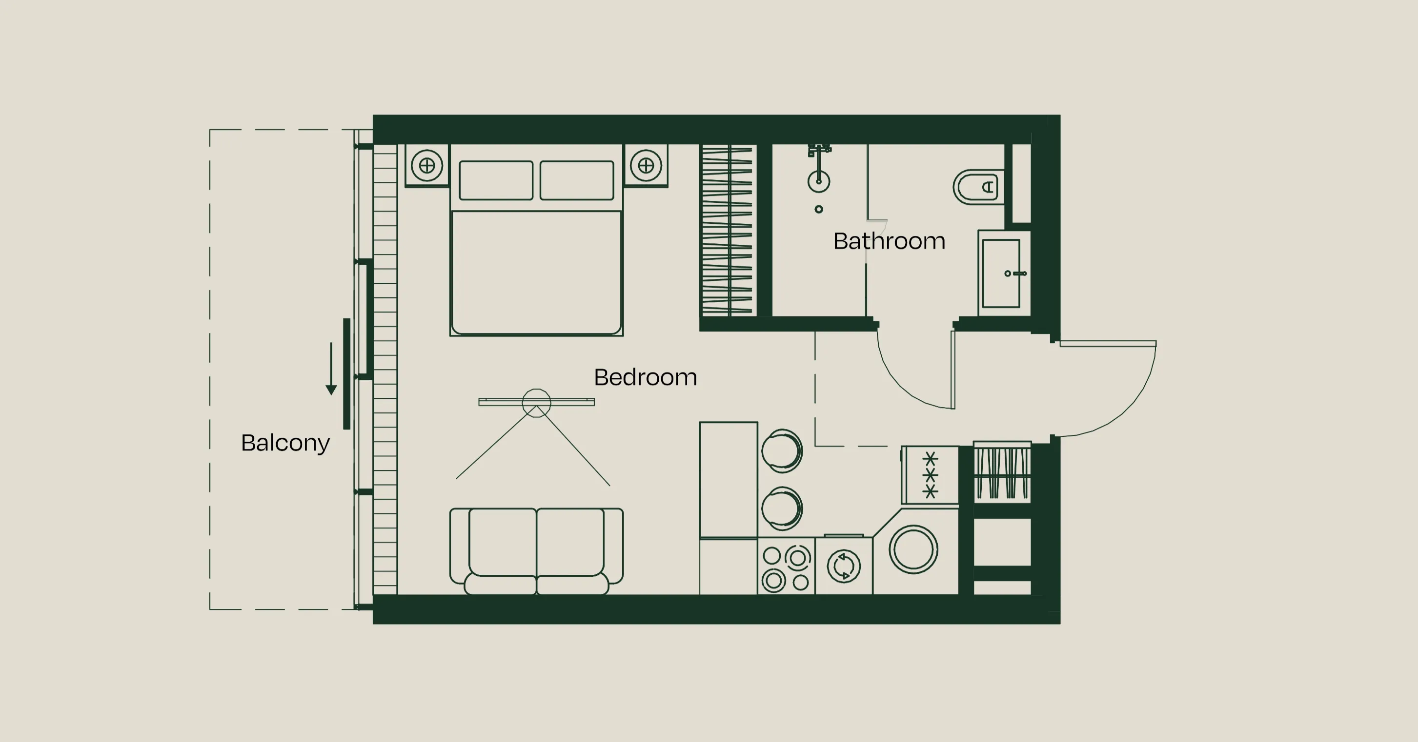 Studio floor plan, Trussardi Residences